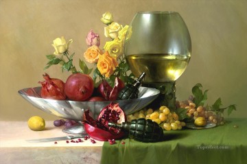 Photorealism Still Life Painting - pomegranate realism still life